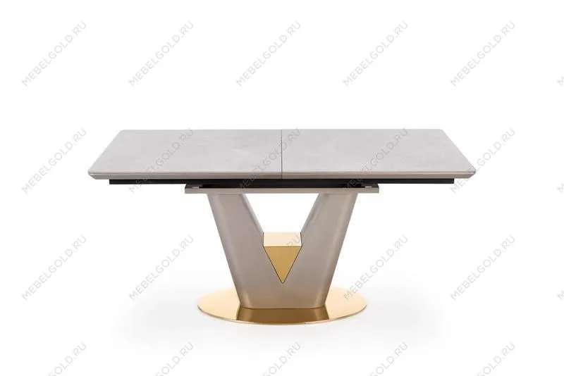 Стол обеденный Halmar VALENTINO 160 раскладной (светло-серый/золотой)