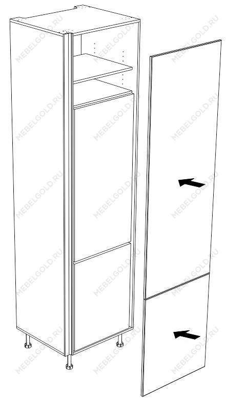 Пенал ПХ, Женева (642*586*2456) Дуб Палермо/Белый матовый, 22437 | изображение 1