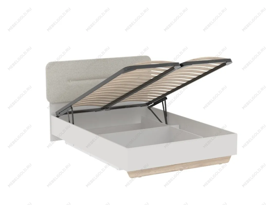 Кровать 1400 со светлой мягкой вставкой NEW и подъемным механизмом, Аврора Дуб Мария/Кашемир