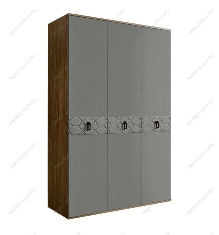 Шкаф 3-х дверный Bogemia Woodline Fa (Серый/Черный) БМШ2/3
