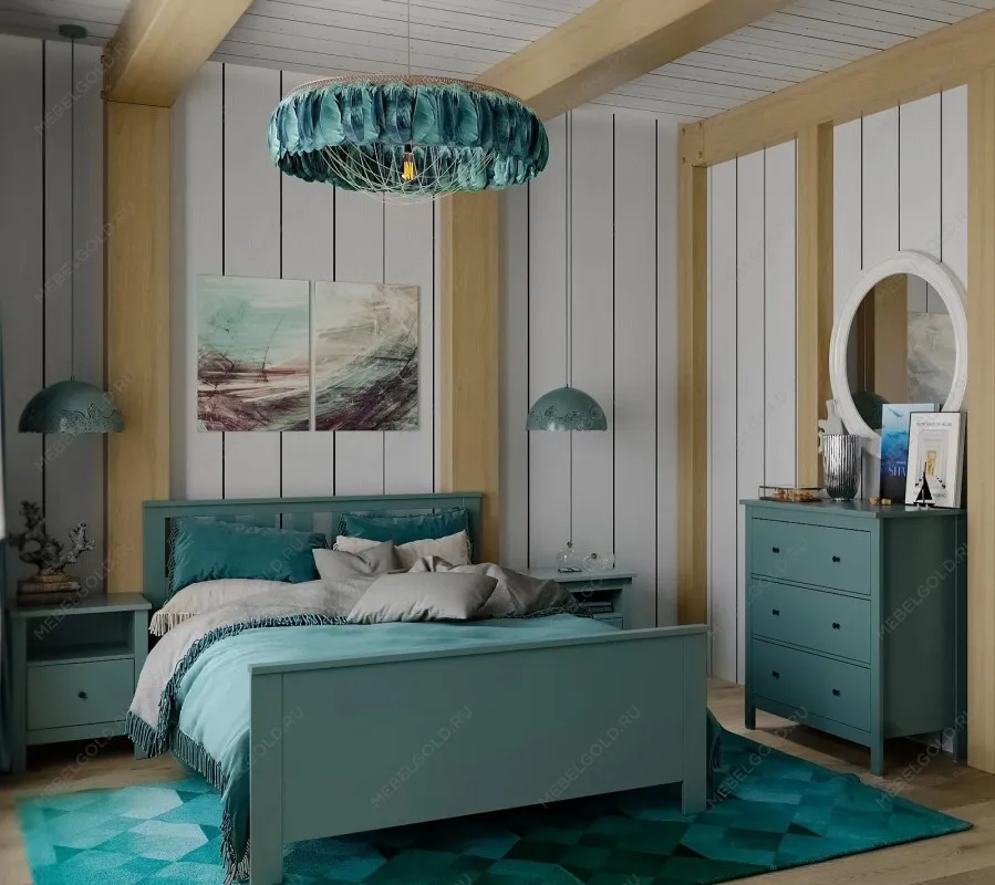 САГА комод 3 ящика темно-бирюзовый | изображение 5