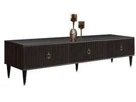 Тумба под телевизор 3 ящика Римини СОЛО (Орех империя/Золото) РМТ-4(s)[10]