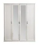 Шкаф Мишель 4-дверный (2+2) с зеркалом белый матовый | изображение 1