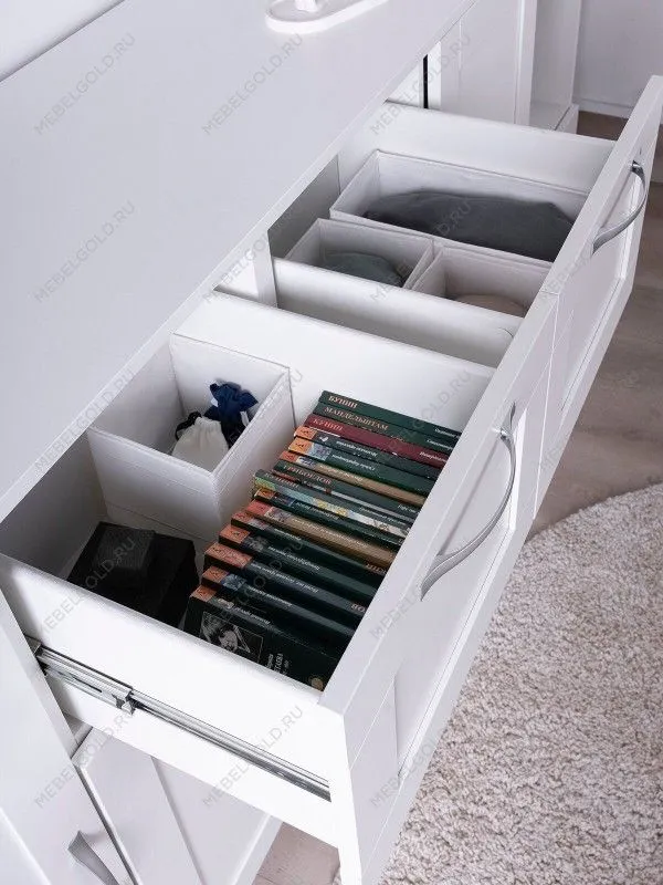 Тумба Сириус, 4 двери и 2 ящика, 156х41х95 см, белая | изображение 3