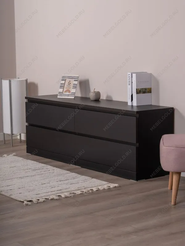 Комод Варма, 4 ящика, горизонтальный, 160х54х40 см, шпон натурального дерева, ясень черный | изображение 3