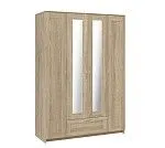 БРИМНЭС / СИРИУС Шкаф четырёхдверный ИКЕА / IKEA с одним выдвижным ящиком и двумя зеркалами, Дуб Сонома | изображение 3