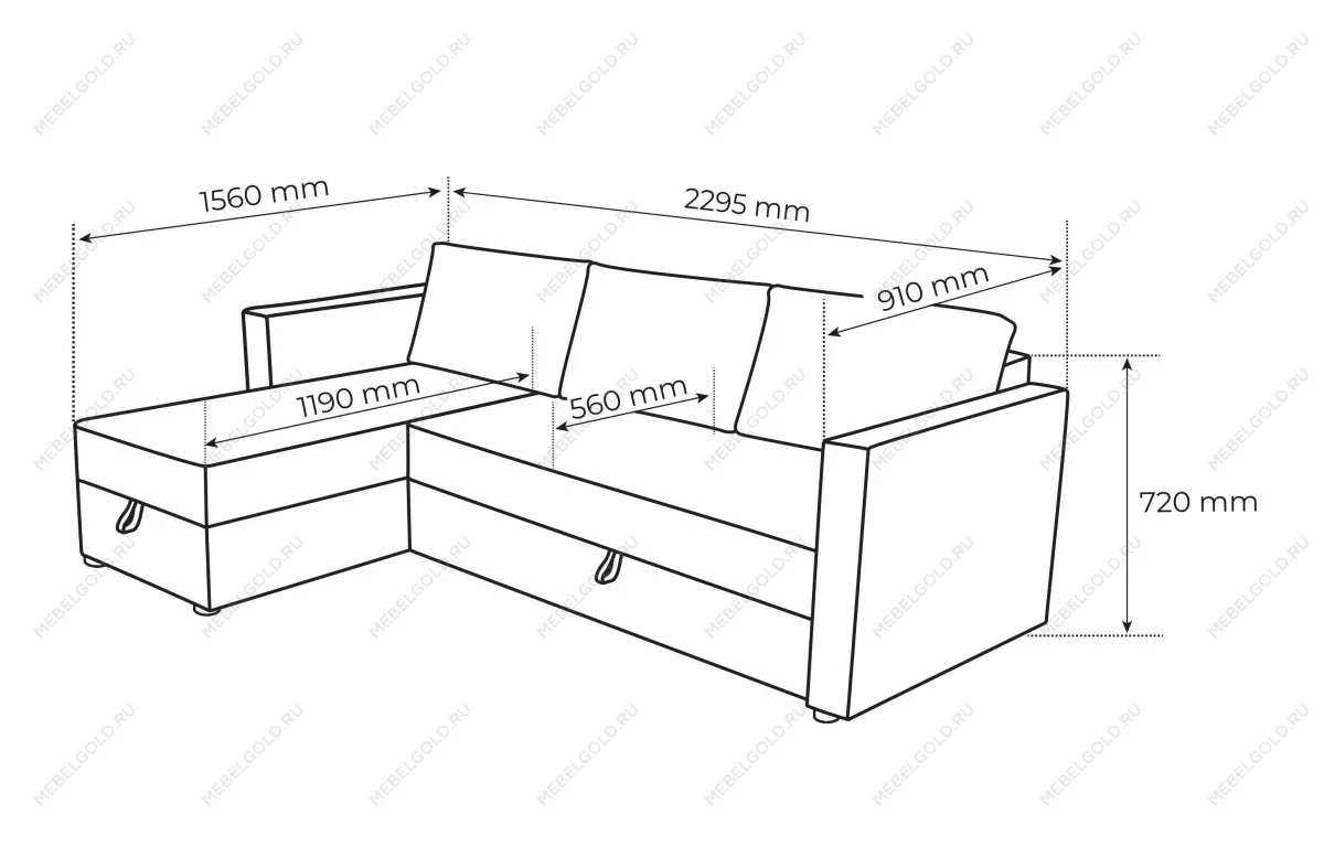 Диван-кровать ВАЛО, 230х91х72 см, короткий подлокотник, бирюзовый | изображение 7