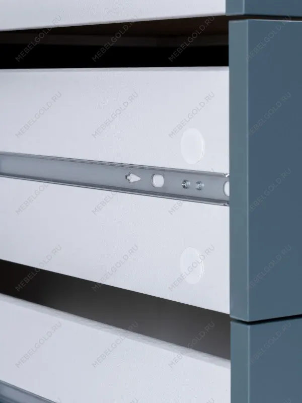 Стол письменный Ингар, с дверцей и 5 ящиками, 140x75x55, серо-бирюзовый/черный, столешница дуб беленый | изображение 12