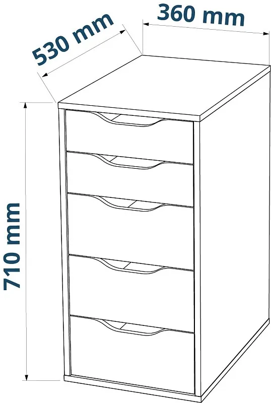 Комод Ингар, 5 ящиков, 36x71x53 см, белый | изображение 16