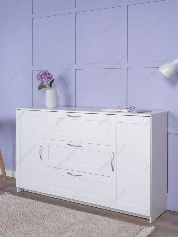 Тумба Сириус, 2 двери и 3 ящика, 156х41х95 см, белая | изображение 2