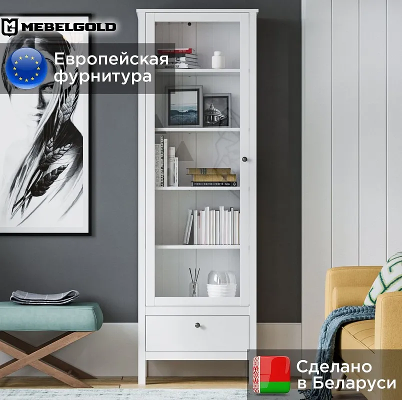 Шкаф-витрина Ева (Хельга) REG1W1S/65 белый | изображение 1
