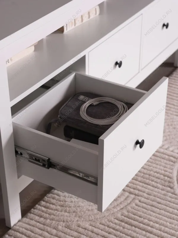 Тумба ТВ Сага, 3 ящика, 131х42х63 см, белая | изображение 3