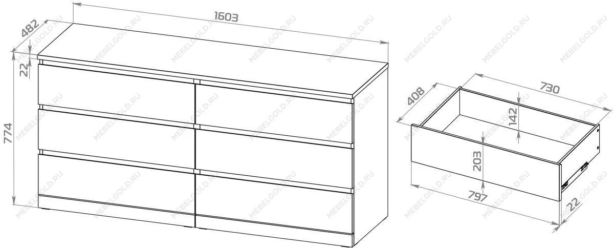 Комод Варма Прайм, 6 ящиков, горизонтальный, 160х77х48 см, эмаль, белый | изображение 14