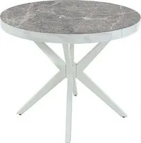 Стол раздвижной Оскар D95 Glass фотопечать (Цвет стекла: Мрамор №5 /цвет дерева: Тон 9 (эмаль белая))