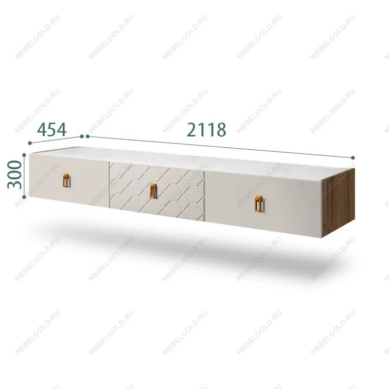 Тумба телевизионная 2.1м Bogemia Woodline Fly Fa (Шелк) (Novabuk/Золото) БМТ-2[10]