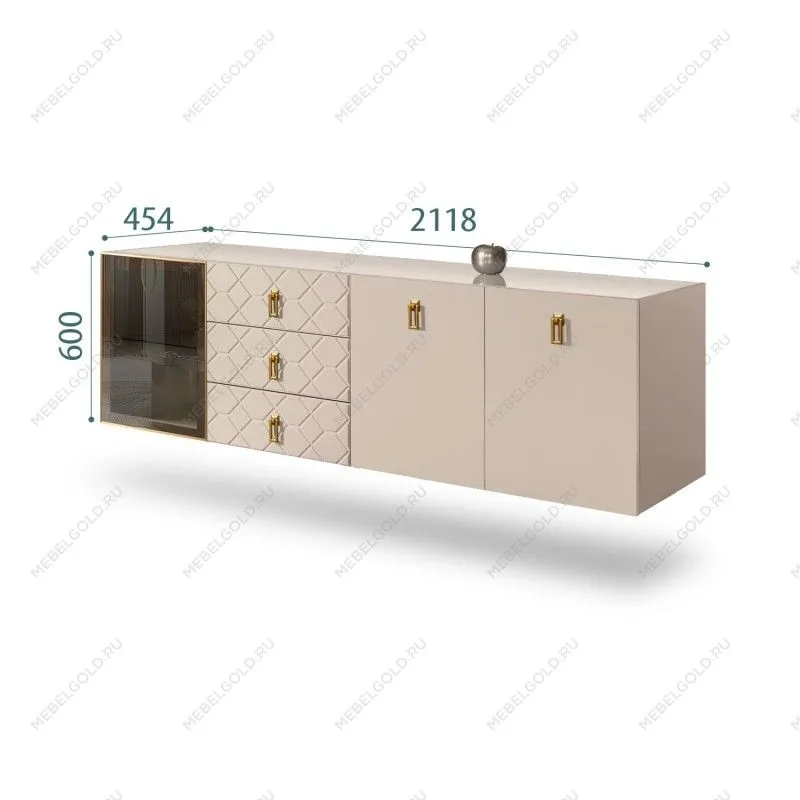 Комод 2.1м Bogemia Fly Farfalle (Ваниль) (Lakobel/Золото) БМКМ-5[4]