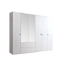Шкаф 6-ти дверный с зеркалом, с ящиками Римини (Белый/Серебро) РМШ1/61