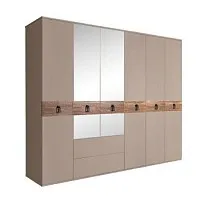 Шкаф 6-ти дверный с зеркалами, с ящиками, Bogemia Wood Fa (Мокка/Черный) БМШ1/61(Wo)