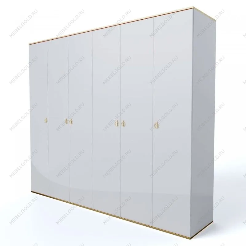 Шкаф 6-ти дверный Римини (Белый/Золото) РМШ2/6