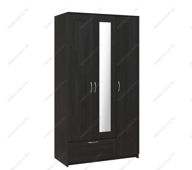 БРИМНЭС / СИРИУС Шкаф трёхдверный ИКЕА / IKEA с одним выдвижным ящиком и зеркалом, Дуб Венге | изображение 3