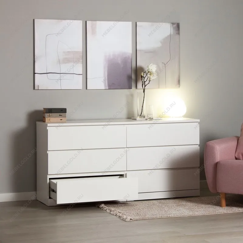 Комод Варма, 6 ящиков, горизонтальный, 160х78х40 см, эмаль белая | изображение 3