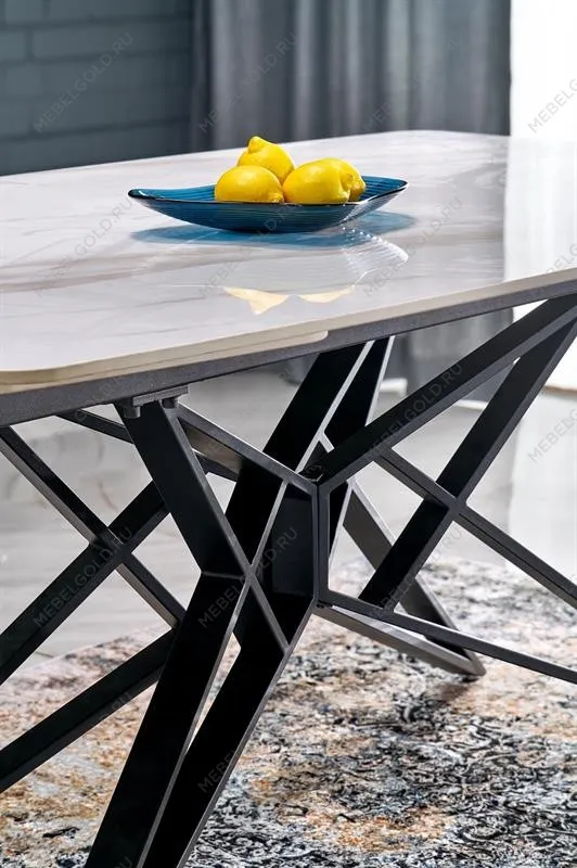 Стол обеденный Halmar ALFREDO 160 (белый мрамор/черный) | изображение 7