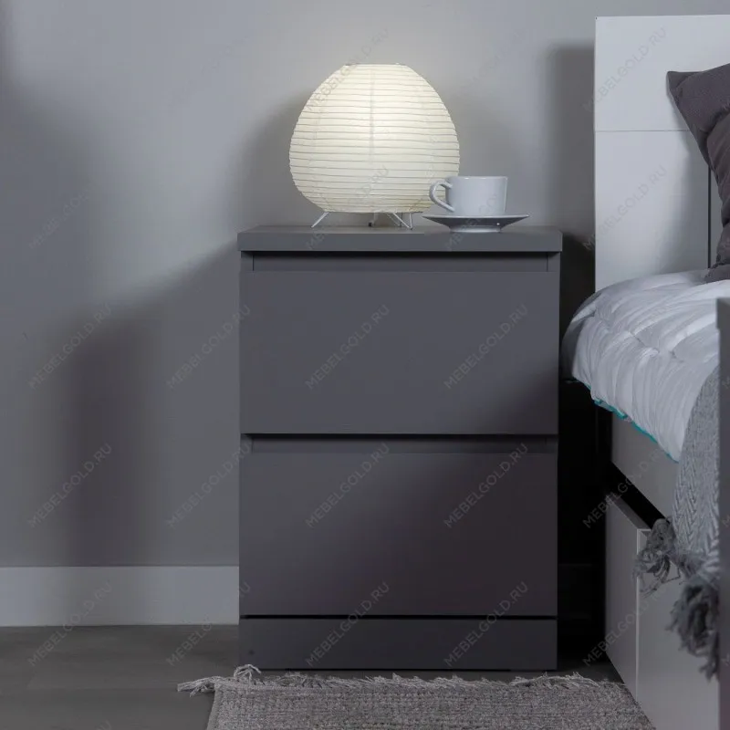 Тумба прикроватная Варма, 2 ящика, 40х55х40 см, эмаль серая | изображение 20