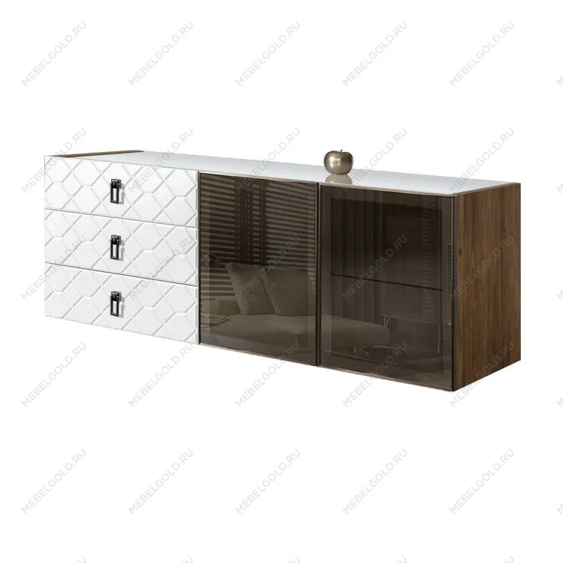 Комод 1.6м Bogemia Woodline Fly Fa (Белый) (Lakobel/Черный) БМКМ-4[5]