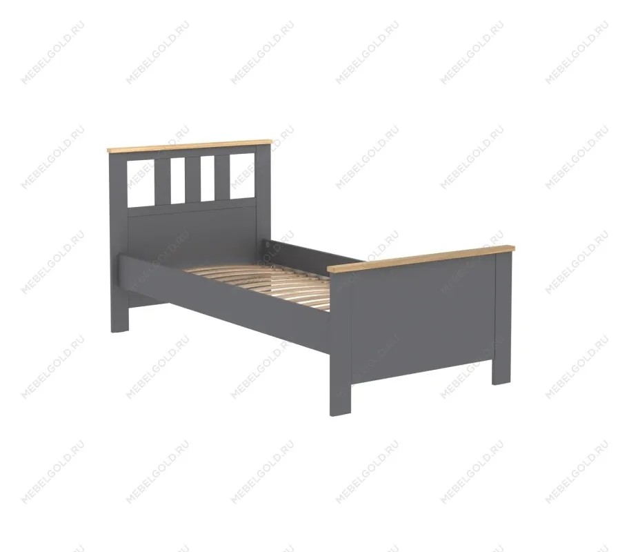 САГА кровать одинарная 90х200 серая/ясень | изображение 2