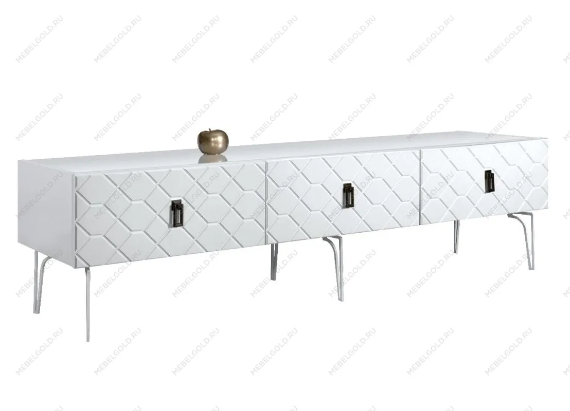 Тумба под телевизор 2.1м Bogemia Farfalle (Белый) (Lakobel/Черный) БМТ-2(Fa)