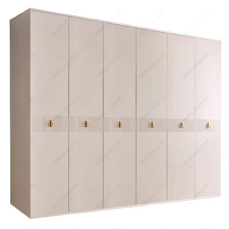 Шкаф 6-ти дверный Римини СОЛО (Бежевый/Золото) РМШ2/6(s)