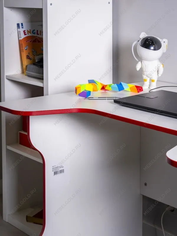Стол компьютерный Вардиг, 100х75х82 см, белый/красный | изображение 5