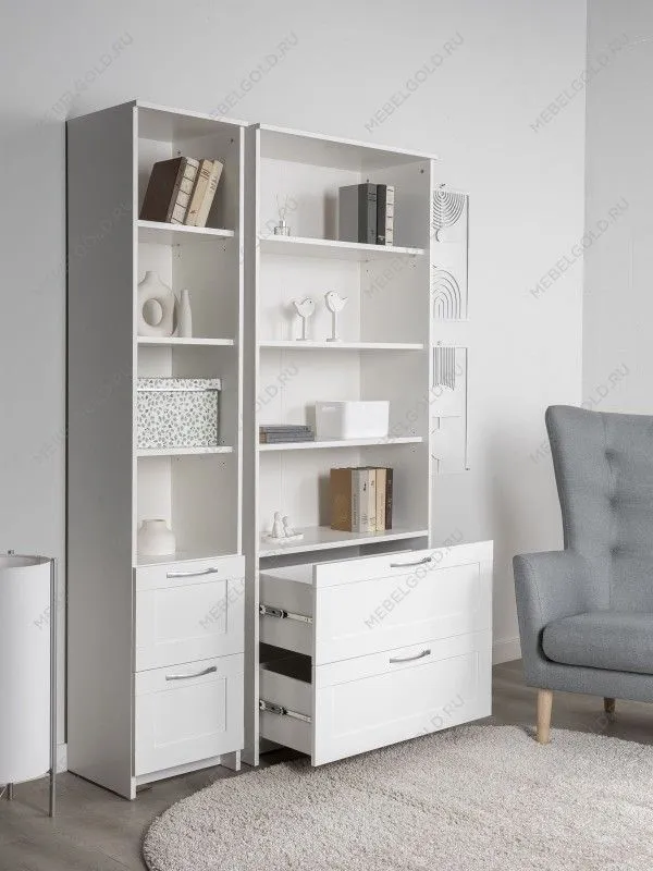 Стеллаж Сириус, 2 ящика, 78х35х190 см, белый | изображение 5