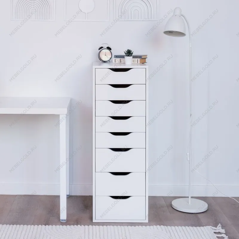 ИНГАР комод ИКЕА / IKEA белый высокий с выдвижными ящиками | изображение 5