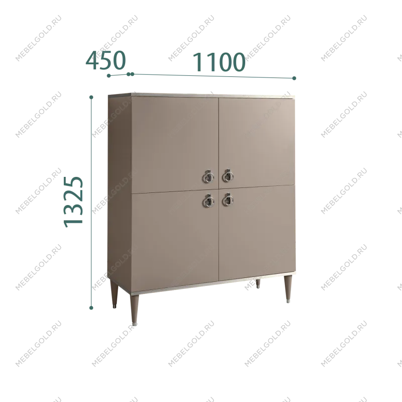Пенал 4 двери Римини (Мокка/Серебро) РМП-3
