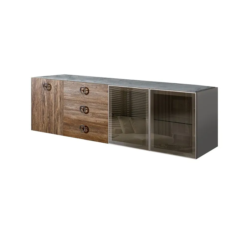 Комод 2.1м Bogemia Fly Wood Fi (Серый) (Novabuk/Хром) БМКМ-5[5][10]