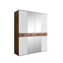 Шкаф 4-х дв. с зеркалами Bogemia Woodline Wood Fi (Белый/Хром) БМШ1/4(Wo)