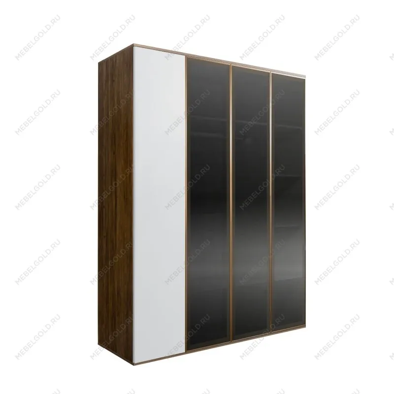 Шкаф 4-х дв. Bogemia Woodline Air (Белый/Золото) БМШ2/4(3)