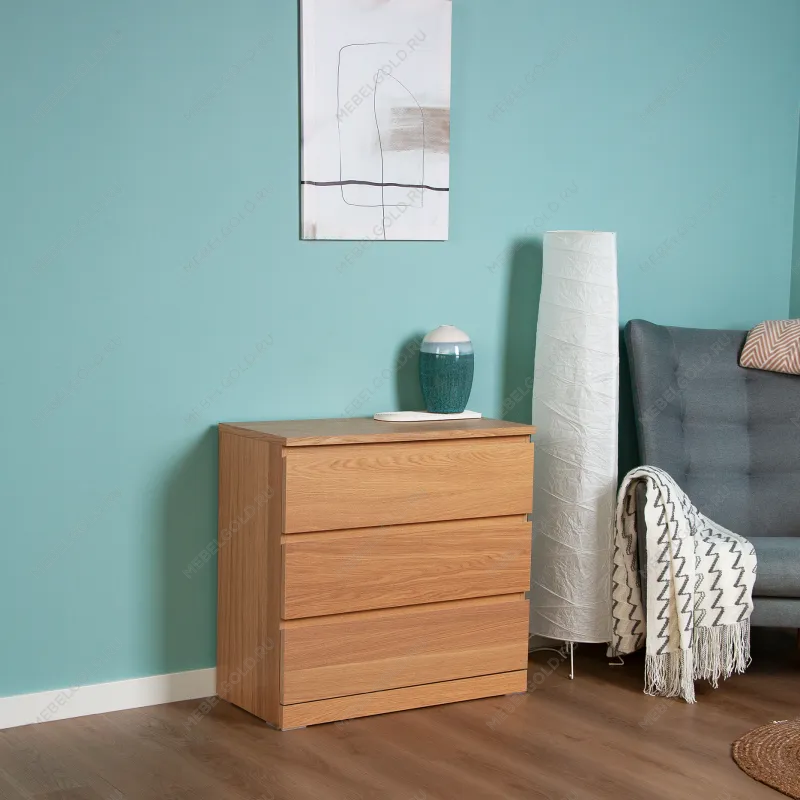 МАЛЬМ / VARMA Комод ИКЕА / IKEA 3, 80x78x40, шпон, беленый дуб | изображение 5