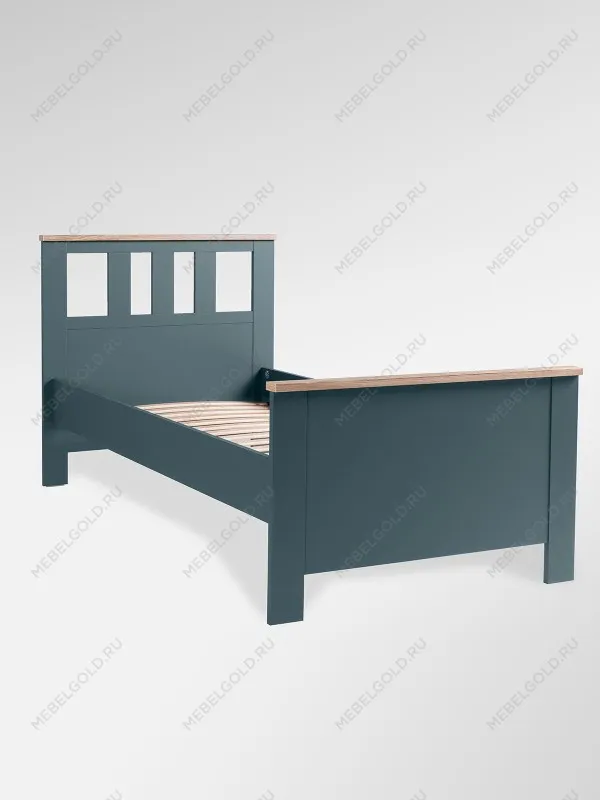 Кровать односпальная Сага, 90х200 см, темно-бирюзовая/ясень | изображение 5