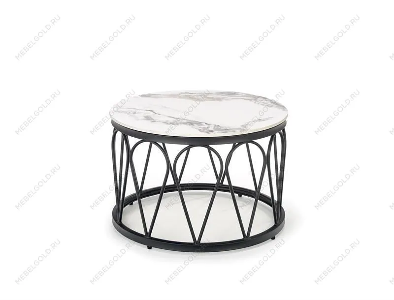 Комплект Halmar FORMOSA, 2 стола журнальных (белый мрамор/черный) | изображение 5