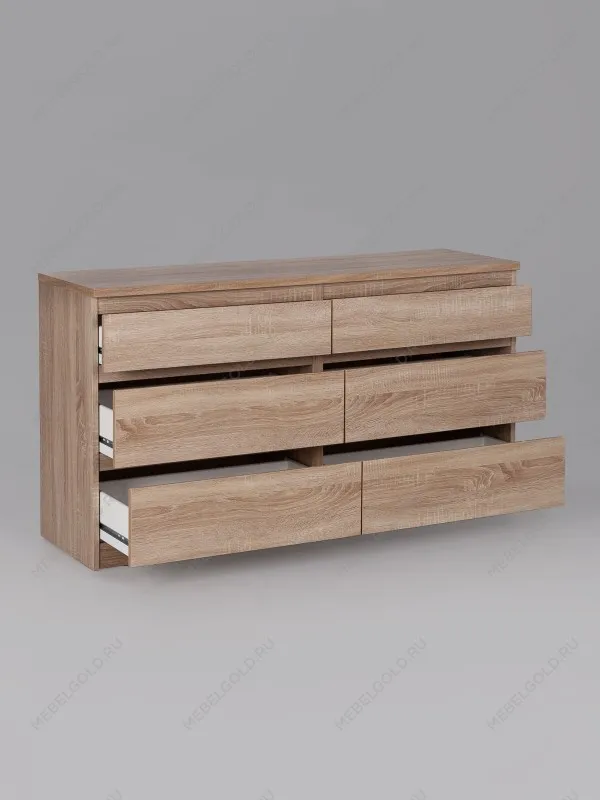 Комод Кастор, 6 ящиков, 129х40х71 см, дуб сонома | изображение 12