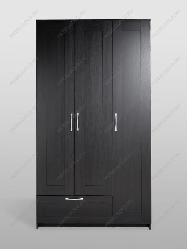 Шкаф Сириус, 3 двери и 1 ящик, 117х59х220 см, черно-коричневый, дуб венге | изображение 11