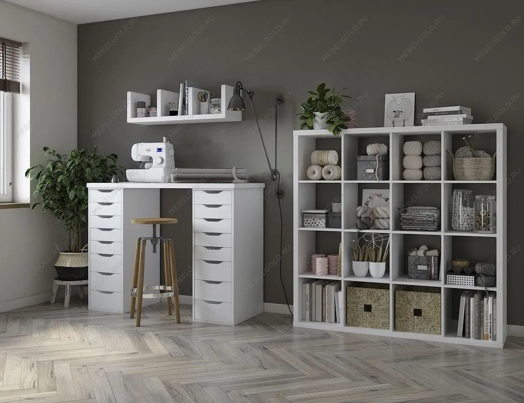 ИНГАР стол письменный ИКЕА / IKEA 2/88 140x106x55, дуб беленый/белый | изображение 4
