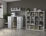 ИНГАР стол письменный ИКЕА / IKEA 2/88 140x106x55, дуб беленый/белый | изображение 4