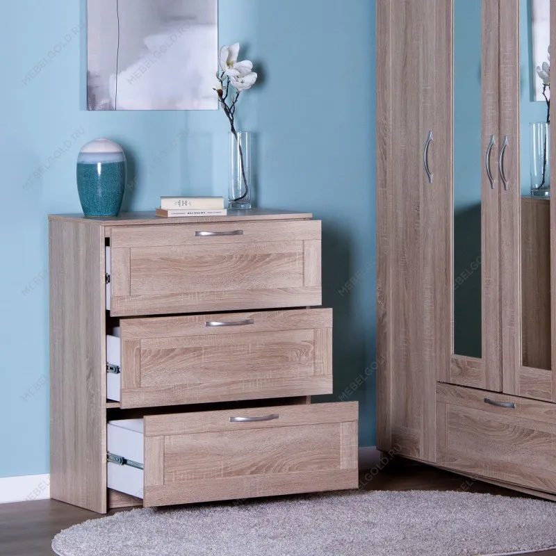 Комод Сириус, 3 ящика, 78х41х94 см, дуб сонома | изображение 1