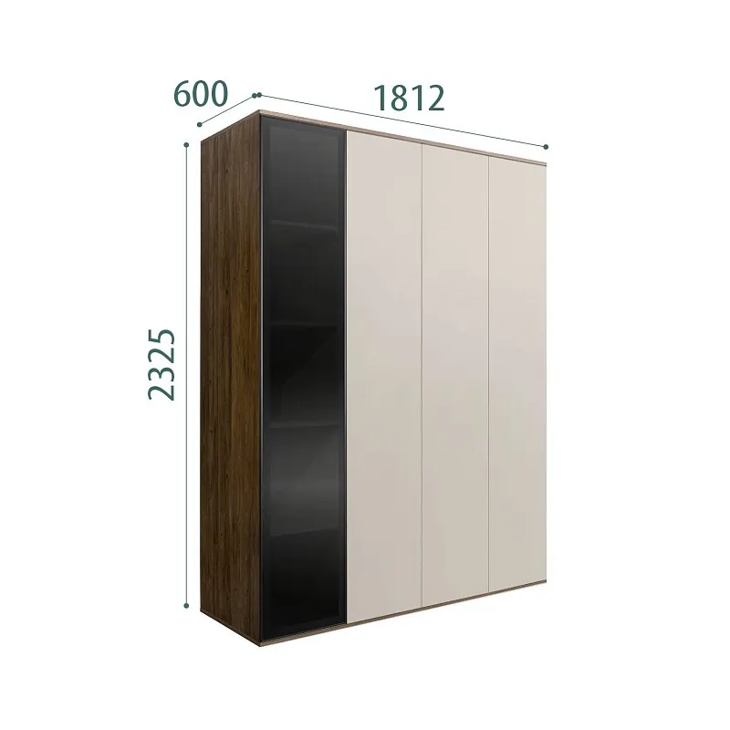 Шкаф 4-х дв. Bogemia Woodline Air (Шелк/Черный) БМШ2/4(1)