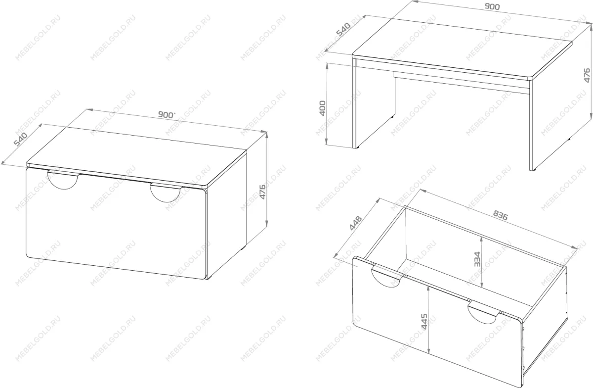 ПИКСИ ящик выкатной 90х48х46 под скамью, робкий подснежник | изображение 3