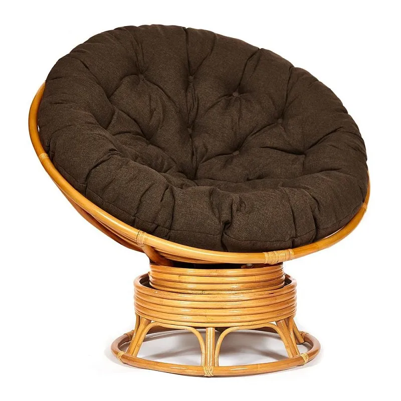 Кресло-качалка Papasan с подушкой Светлый мед, ткань, коричневый