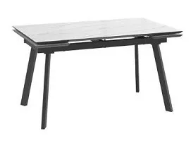 Стол раздвижной Astrid (F)-140 (140+30+30x85/Мрамор светлый -Compact cer/Черный)